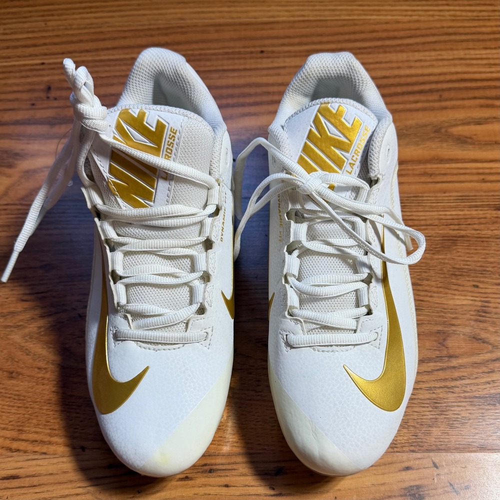 Nike Huarache V Speedlax Lacrosse Cleats White Gold 807158-170 Womens 8.5 NEW